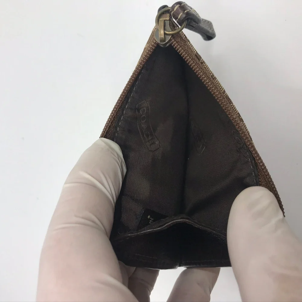 COACH Brown Tan Jacquard Design Wallet - Picture 3 of 4